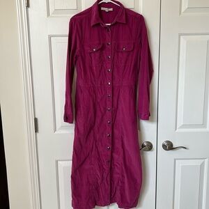 Like new dark pink button up corduroy dress size 6